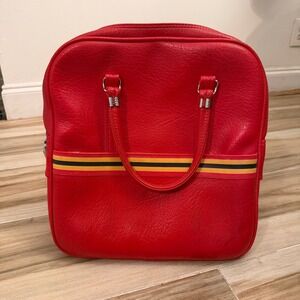 Amelia Earhart Vintage Red Flight Bag Retro Racing Stripe Carry On Luggage